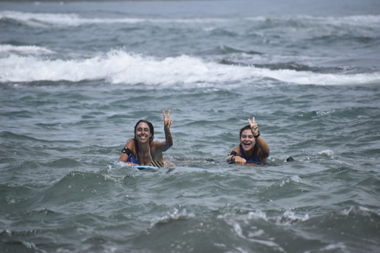 Bodyboard session in the ocean.